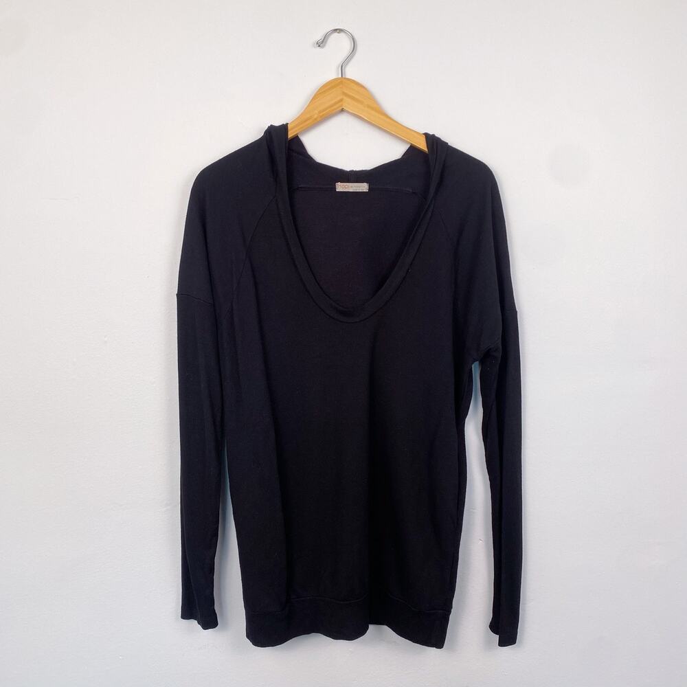 Hapi by Hapiru French Terry Hooded Pullover Sweater Black 2